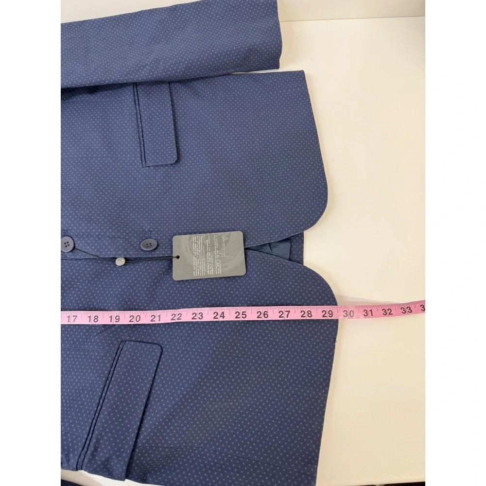 Joseph Abboud JOE Blazer Large Slim Fit Navy Blue Geometric Sport Coat NEW